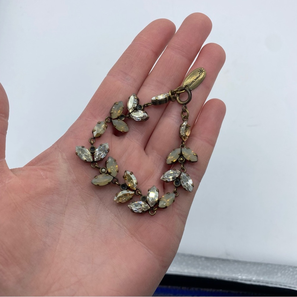 Isabel Marant Elegant Gold and Silver Crystal Bracelet Leaf - Picture 2 of 4